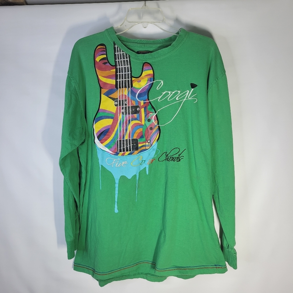Mens Coogi Long Sleeve Five Color Chords Green A bit faded Cotton Size 2XL